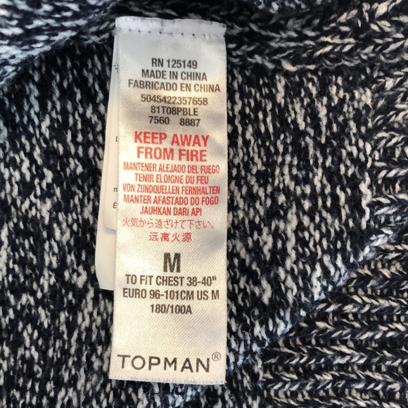 Top man grey blue white knit sweater sz medium - Picture 5 of 7